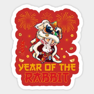 Chinese New Year Dabbing Rabbit Fireworks New Year Eve 2023 Sticker